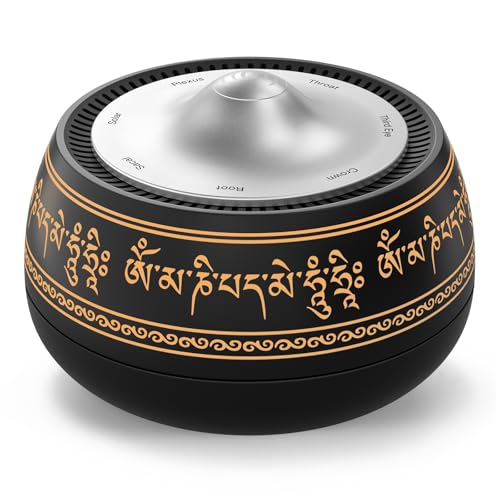 Portable Electronic Tibetan Singing Bowl, 8 Chakra Modes with 8 Chakra Cycle Play Mode, Auto/Manual Mode, Vibration & Built-in Timer, USB-C Rechargeable Meditation Device for Yoga, Reiki, Relaxation