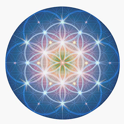 Blue Sacred Geometry Rug Purple Rug Spiritual Rug Flower of Life Floor Rug Mat Yoga Rugs 3x5 4x6 8x10 Large Rugs Yoga (Standard Area Rug, 5' Round) - size: 5' Round