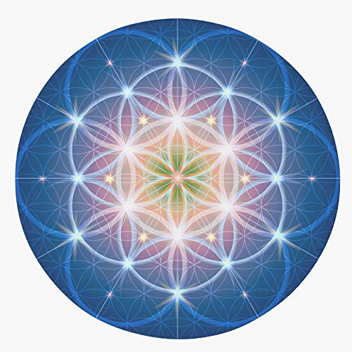 Blue Sacred Geometry Rug Purple Rug Spiritual Rug Flower of Life Floor Rug Mat Yoga Rugs 3x5 4x6 8x10 Large Rugs Yoga (Standard Area Rug, 5' Round) - size: 5' Round