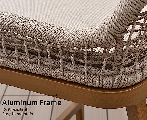 PURPLE LEAF Counter Height Bar Stools Set of 4 Rattan Chair Boho Aluminum Woven Counter Stools with Back and Footrest Modern Patio Seating 24.8 Inches Outdoor Barstools - color: Classic/Plaid, size: 4pc-24.8"h