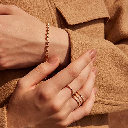 Gold Bracelets for Women 14K Gold Plated Simple Link Chian Bracelets Cute Dainty Charm Bracelets for Women Gold Jewelry - style: 3mm Ball