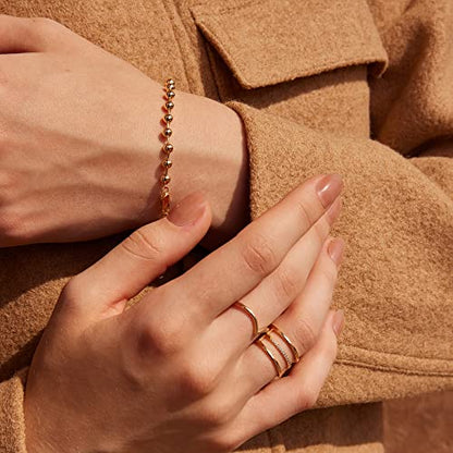 Gold Bracelets for Women 14K Gold Plated Simple Link Chian Bracelets Cute Dainty Charm Bracelets for Women Gold Jewelry - style: 3mm Ball