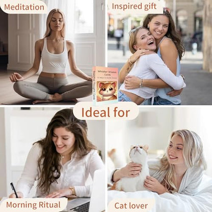52 Catitude Affirmation Cards Cat Lover Gifts for Women, Self Care Mindfulness Positive Affirmations Cards for Anxiety, Vagus Nerve Stimulation Deck, Cats for Comfort, Stress Relief Gifts for Women