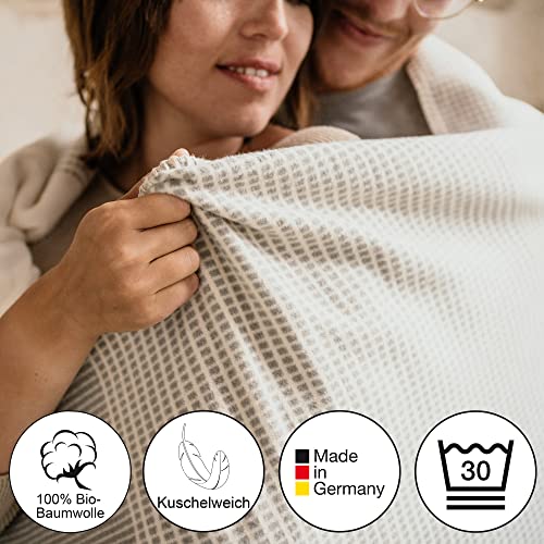 IBENA Salerno 100% Organic Cotton Cuddly Soft Jacquard Woven Ombre Throw Blanket (Grey) - color: Grey
