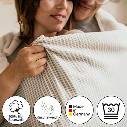 IBENA Salerno 100% Organic Cotton Cuddly Soft Jacquard Woven Ombre Throw Blanket (Grey) - color: Grey