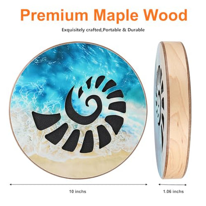 Premium Woode Ocean Drum 10 inch with Realistic Sea Wave & Stream Water Sounds, Sound Healing Instrument for Yoga Meditation Relaxation, Mindfulness, Sound Bath Therapy - size: 10 inch