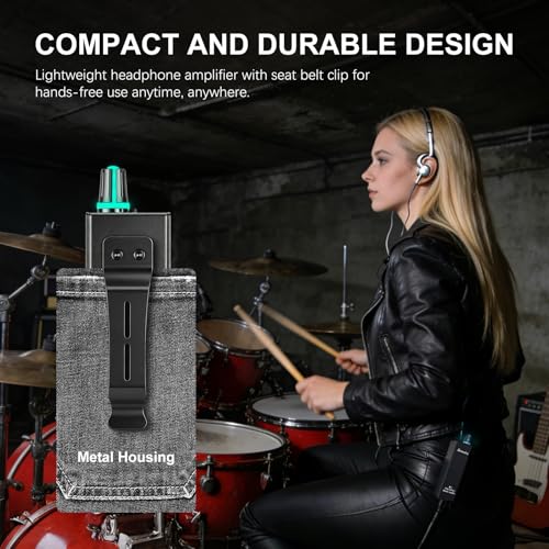 P2-Pro Portable in Ear Monitor Amplifier, Headphone Amp with XLR/TRS Inputs 3.5mm Output, Headphone Amplifier with Durable Belt Clip, Stereo/Mono Switch for Drummers, Guitar, Keyboardists - color: PRO