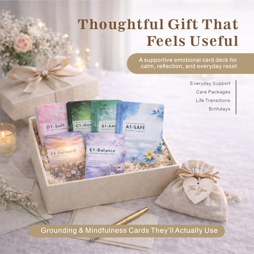 84 Mindfulness and Grounding Cards for Emotional Reset, Guided Self Care Deck with Purpose and Practice for Adults and Teens, Thoughtful Gift (Healing)