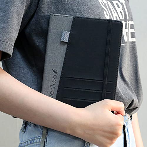 Lined Journal Notebooks with Pen Loop, Hardcover Notebook Journal for Work, 100Gsm Premium Thick Paper with Inner Pocket, Medium 5.7''''x8.4'''', ?Black, Ruled, 1 Pack - color: Gray-black