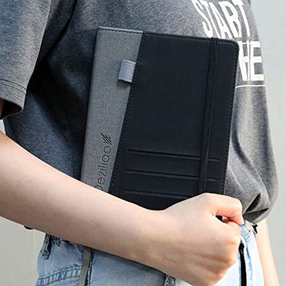 Lined Journal Notebooks with Pen Loop, Hardcover Notebook Journal for Work, 100Gsm Premium Thick Paper with Inner Pocket, Medium 5.7''''x8.4'''', ?Black, Ruled, 1 Pack - color: Gray-black