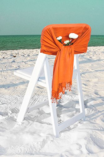 Sakkas Large Soft Silky Pashmina Shawl Wrap Scarf in Solid Colors - color: Orange