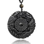 Black Obsidian Necklace Natural Crystal Amulet Protection Pendant with Adjustable Rope Lucky Talisman Necklaces Jewelry Gift for Men Women - color: Yin Yang Dragon Phoenix