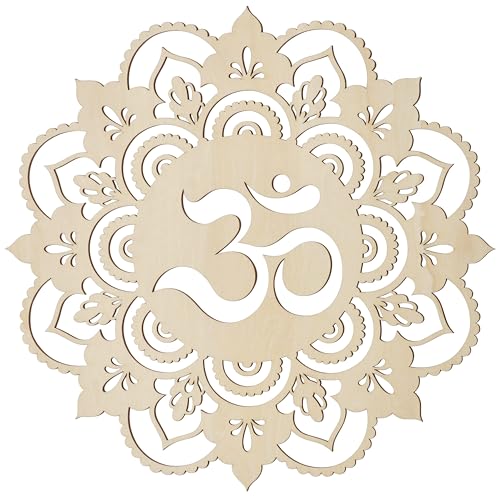 Fourth Level MFG 12" Sacred Om, Sacred Geometry Wood Wall Art, Sacred Sound Symbol, Mandala, Zen Home Decoration for Yoga and Meditation, Good Chakra Energy Spiritual Altar Decor - color: Sacred Om