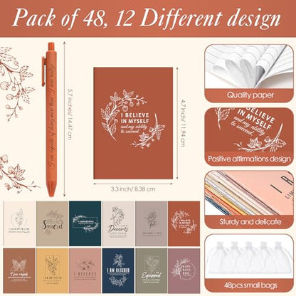 96 Pcs Positive Affirmation Gift Set Gratitude Notebooks with Pens Small Bags Motivational Encouragement Notepads Daily Affirmations Journal for Women Stress Relief Self Care (Simple) - style: Simple