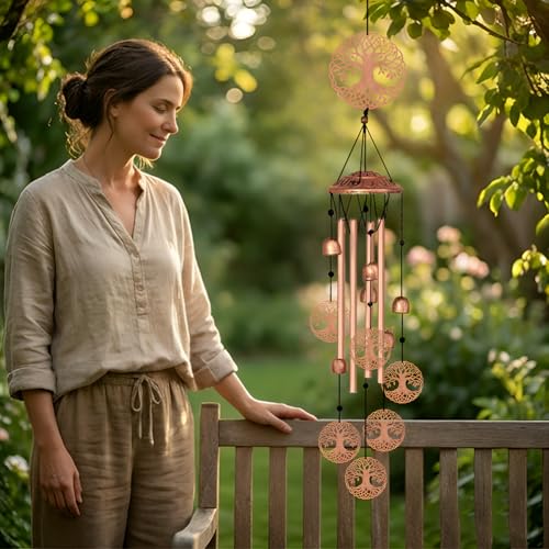 ORIGACH Tree of Life Wind Chimes, Metal Wind Chimes for Outside, Decor for Lawn, Patio, Home, Garden, Large Wind Chime Gifts for Birthday Family & Friends