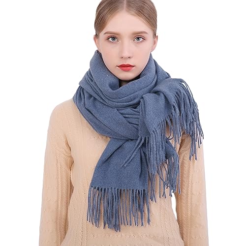 RIIQIICHY Winter Scarfs for Women Pashmina Shawls Wraps for Evening Dresses Large Warm Soft Scarves - color: Blue