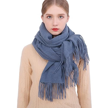 RIIQIICHY Winter Scarfs for Women Pashmina Shawls Wraps for Evening Dresses Large Warm Soft Scarves - color: Blue