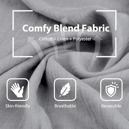Women Summer Scarfs Large Long Lightweight Linen Beach Gauze Shawl Wrap 75”×43” - color: Grey