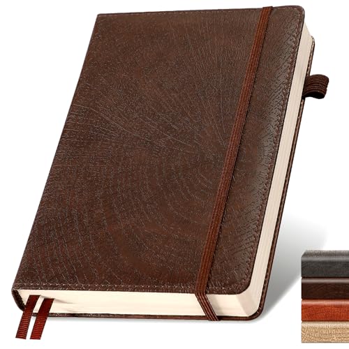 Graph Grid Paper Notebook,256 Pages,A5 Size (5.7'' x 8.3''),Vintage Tree Growth Rings Leather Hardcover Journal,100 GSM Thick Paper,for Daily,Work,School,Note Taking(Brown) - color: Brown, size: Grid-A5