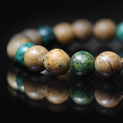 Tigranes Premium Natural Stone Bracelet Collection – Handmade Gemstone Jewelry in Luxury Branded Gift Box - style: Jasper & African Turquoise