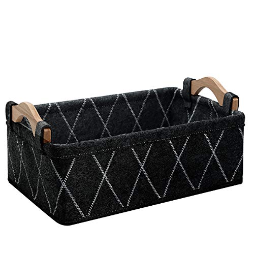 Storage Baskets Bin Narrow Long Basket for Closet Decorative Cube Nursery Container for Toys Towels Tissues Toiletry Caddy Car Organizer Dark GRAY - color: Dark GRAY, size: 14.8x10x5.1 Inch (Pack of 1)
