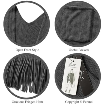 Ferand Shawl Wraps for Women, Cozy Lightweight Poncho Cape with Pockets, Warm for Fall Winter Travel - color: Dark Grey