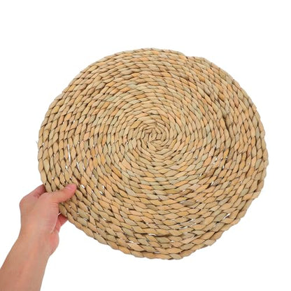Ciieeo Woven Straw Meditation Cushion 40x40cm Handmade Braided Floor Seat Pad Natural Tatami Style Indoor Floor Seating Mat for Yoga and Home