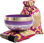 Tibetan Singing Bowl Set - Authentic Handcrafted Mindfulness Meditation Holistic Sound 7 Chakra Healing Gift by Himalayan Bazaar (Purple-Magenta) - color: Magenta Purple