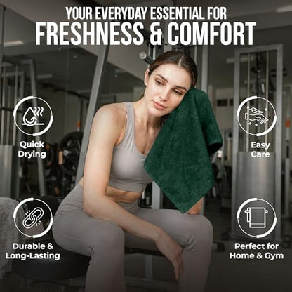 RIVERSIDE Pack of 24 Wash Cloths for Showering, 12 x 12 Inches, Super Soft & Absorbent, 100% Cotton Washcloths Premium Quality Flannel Face Cloths for Bathroom, Gym, Spa (Hunter Green, 24 Pack) - color: Hunter Green