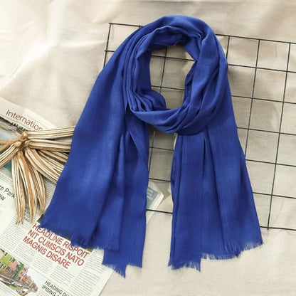 Women's Cotton Scarves Lady Light Soft Fashion Solid Scarf Wrap Shawl - color: Baolan