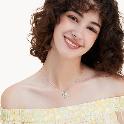 TEAMER Lotus Necklace Stainless Steel Flower of Life Necklace Yoga Meditation Pendant Inspirational Jewelry For Women - color: Style 4 - Silver