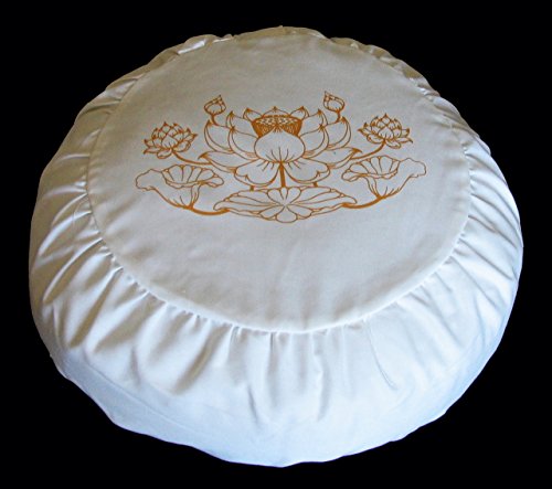 Meditation Pillow Zafu Cushion Lotus Enlightenment and Other Symbols - color: Lotus Pond Gold