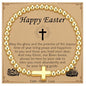 Cross Bracelet for Her,14K Gold Bracelets for Women,Beaded Bracelets as Christian Confirmation Religious Baptism Gifts for Women Teen Gold Jewelry - color: Easter-01