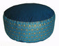 Meditation Cushion Zafu Pillow - Buckwheat and Kapok Fill - Indochine Diamond Teal - color: Indochine Diamond Teal