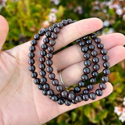 Adabele 1pc Natural Stretch Gemstone Bracelet 6mm (0.24 Inch) Bead 7" 7.5" 8 inch Healing Crystal Quartz Energy Chakra Jewelry Women Birthday Gift - color: Garnet, size: 7 inch