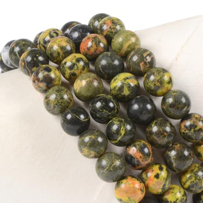 Justinstones Gem Semi Precious Gemstone 8mm Round Beads Stretch Bracelet 7 Inch Unisex - color: Bumblebee Jasper