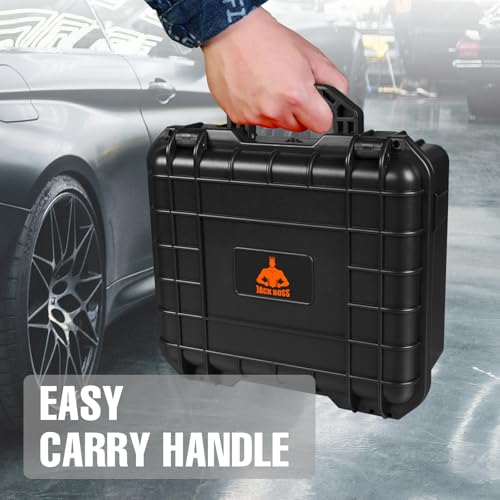 Jack Boss 13.6X11.4X6 Inch Hard Case, Portable Weather Waterproof Protective Camera Case with Customizable Foam, Foam Case Fit Use of Drones, Camera, Equipments, Black,upgraded - color: BLACK-UPDATE, size: 13.6x11.4x6 in