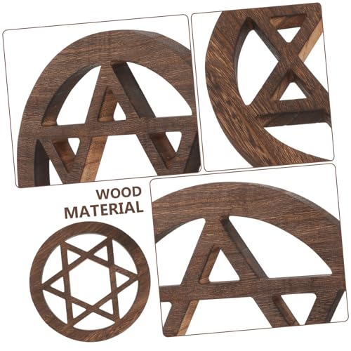 HOOTNEE Wooden Star Altar Decor Carving for Rituals Retro Style Ceremony Ornament for Home Decoration and Spiritual Practices Versatile Mat for Altar Wall Art