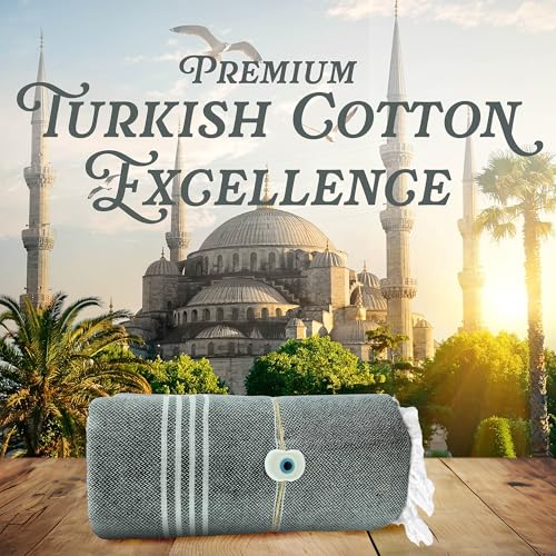 Lina Turkish Beach Towel Peshtemal (38" x 71"), Sand-Free, Large & Quick-Dry, Lightweight Pool Towels for Travel, Soft 100% Turkish Cotton & Pre-Washed, Ideal for Spa or Bath, Fume - color: Fume