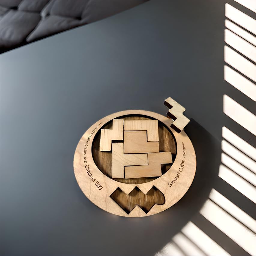 Difficult Puzzle for Adults - The Cracked Egg - 7 Piece Wood Brain Teaser Made in The USA from Creative Crafthouse - style: The Cracked Egg