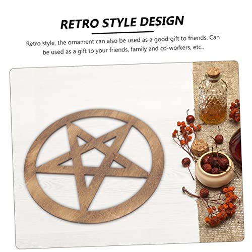 Garneck 2pcs Wooden Pentacle Altar Decor Ritual Object for Home Office and Restaurant for Sacrifice Supplies Wall and Table Decoration Brown Black