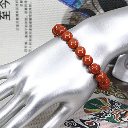 Keleny Fashion Crystal Man Women Stretch Bracelet 10mm Round Beads Rock Jasper 7 Inch Unisex - color: A Grade Red Jasper