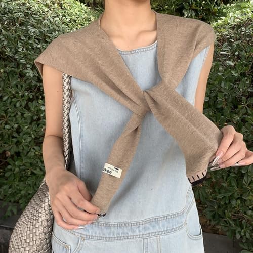 Sweater Shawl Wraps for Women Fashion Knitted Shoulder Shawls Ponchos Casual Sweaters Scarf Cape Wraps with Sleeves - color: 11 Wheat/Black Trim