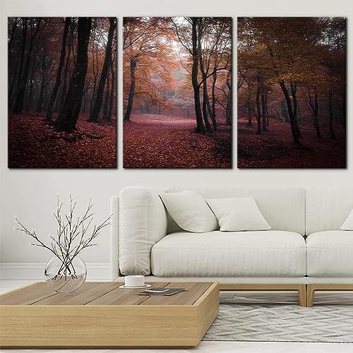 3 Panels Autumn Fall Leaves Painting Home Decor for Printed Canvas Decorative Wall Art Pictures for Living Room Bedroom Office Forest Landscape Wall Art Gallery Wrapped Posters and Prints - 20"x28"x3 - color: Wallart-01, size: 20" x 28" x 3 panels