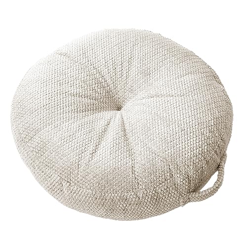 Sorra Home Tufted Floor Pillow with Handle - Round Plush Oversized Pillow for Lounging - Bedroom, Dorm & Indoor Floor Cushion - Sutherland Peyote (24" x 24" x 5") - color: Peyote, size: 24 in x 24 in x 5 in Circle w/ Handle