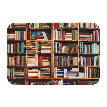 Books Printed Flannel Non - Slip Floor Mat 16x24in - Soft Plush Microfiber Rug for Every Indoor Space - color: Books
