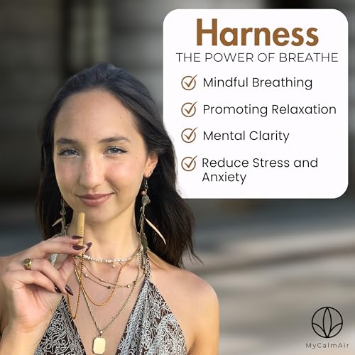 Bamboo Breathing Necklace for Meditation, Mindfulness Tool, Stress Reducer, Eco-Friendly Breathe Pendant, Portable Relaxation Gift for Men & Women - color: Rose Gold