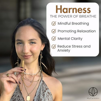Bamboo Breathing Necklace for Meditation, Mindfulness Tool, Stress Reducer, Eco-Friendly Breathe Pendant, Portable Relaxation Gift for Men & Women - color: Black
