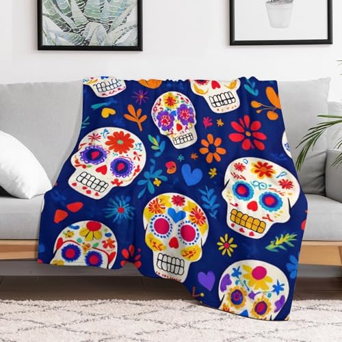 Fashion Bed Sofa Couch Cover, Unisex Blanket, Day Dead Cool Mexican Sugar Skull Lightweight Flannel Blanket - color: Color78, size: 30"x40"