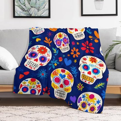 Fashion Bed Sofa Couch Cover, Unisex Blanket, Day Dead Cool Mexican Sugar Skull Lightweight Flannel Blanket - color: Color78, size: 30"x40"